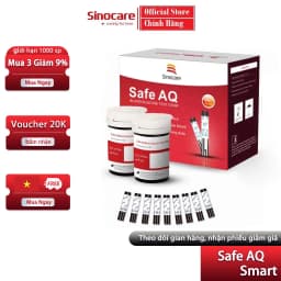 Thumbnail Que Thử Đường Huyết Safe AQ Smart Chính Hãng Sinocare Hộp 50 Que Tặng Kèm 50 Kim 1