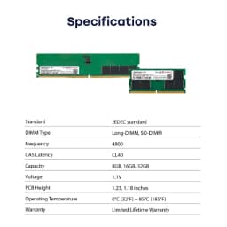 Thumbnail Ram Laptop Transcend JM DDR5 4800 SO-DIMM 8GB/16GB/32GB - Bảo hành 3 năm 4