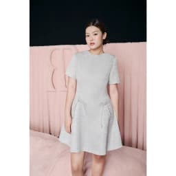 Thumbnail RẬP - Đầm Cổ Tròn Tay Ngắn Tùng Xòe Đính Nơ Eo - PRIME 24 4