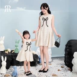 Thumbnail RẬP MOMMY & BABY - Đầm Chấm Bi Cổ Tròn Đính Nơ - MOMMY 08 1