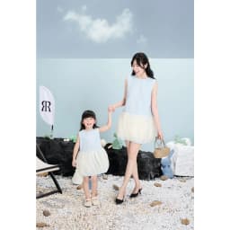 Thumbnail RẬP MOMMY & BABY - Đầm Xanh Cổ Tròn phối Voan -  MOMMY 01 3