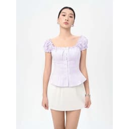 Thumbnail RECHIC Áo kiểu Lilita xếp ly eo phối ren bèo điệu đà nữ tính 3