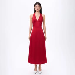 Thumbnail RECHIC Đầm cổ yếm Nomi nơ cổ V chiết eo sang trọng quyến rũ 3