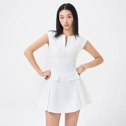 Thumbnail RECHIC Đầm ngắn Evelyn tay ngắn cổ V nhẹ dáng xòe cơ bản sang trọng 1
