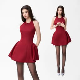 Thumbnail RECHIC Đầm ngắn Larissa cổ yếm hở lưng tà xòe sang trọng cá tính 2