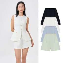Thumbnail RECHIC Quần short nữ Carmy ống rộng lưng cao dáng A có túi trơn trẻ trung thanh lịch 1
