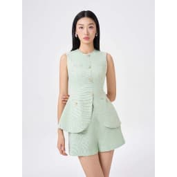 Thumbnail RECHIC Quần short nữ Carmy ống rộng lưng cao dáng A có túi trơn trẻ trung thanh lịch 2
