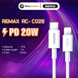 Thumbnail Remax C026 - Dây sạc nhanh 20w Type C chuẩn PD chính hãng cho 14 seris trở xuống - Phúc Phụ Kiện 1