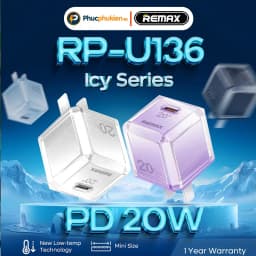 Thumbnail Remax U136 - Củ sạc nhanh 20w cổng Type C sạc nhanh 20w cho 14 pro max trở xuống - Phúc Phụ Kiện 1