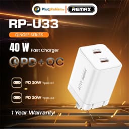Thumbnail Remax U33 - Củ sạc nhanh chính hãng hỗ trợ sạc nhanh 20w 2 thiết bị cùng lúc - Phúc Phụ kiện bảo hành 12 tháng 1 đổi 1 1