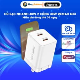 Thumbnail Remax U33 - Củ sạc nhanh chính hãng hỗ trợ sạc nhanh 20w 2 thiết bị cùng lúc - Phúc Phụ kiện bảo hành 12 tháng 1 đổi 1 2