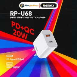 Thumbnail Remax U68 - Bộ sạc 2 cổng 20w sạc nhanh PD 20w và QC3.0 18w sạc 30 phút đầy 50% pin - Phúc Phụ Kiện 2