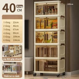 Thumbnail 【Rộng 40】Derorice Tủ gấp trong suốt gia đình mới, tủ quần áo ăn nhẹ, chất liệu nhựa PP, cửa đôi chống bụi 1