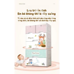 Thumbnail 【Rộng 50】Derorice Tủ quần áo nhựa cho bé có bánh xe múa sư tử bốn tầng năm tầng sáu tầng 2