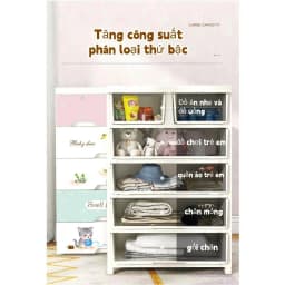 Thumbnail 【Rộng 50】Derorice Tủ quần áo nhựa cho bé có bánh xe múa sư tử bốn tầng năm tầng sáu tầng 3