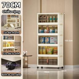 Thumbnail 【Rộng 70】Derorice Tủ đựng đồ gấp tủ đựng đồ phòng khách phòng ngủ bếp Làm dày nhựa pp năm lớp công suất lớn 2