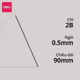 Thumbnail Ruột bút chì kim 0.5mm Deli, ngòi chì kim 100 chiếc 2B, lõi chì bấm nhỏ gọn tiện lợi phù hợp cho học sinh, văn phòng 3