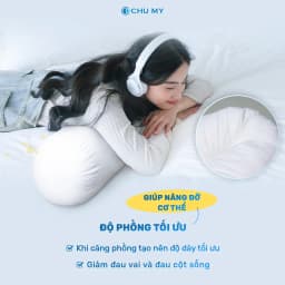 Thumbnail Ruột gối ôm CHU MY, bông Microfiber, vỏ 100% cotton T400, khách sạn 5 sao, D35x100cm 4