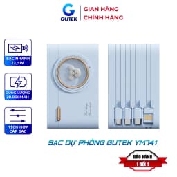 Thumbnail Sạc dự phòng 20000mah 10000mah sạc nhanh pin mini nhỏ gọn kèm dây sạc cho nhiều điện thoại Samsung iP Oppo – Gutek YM741 1