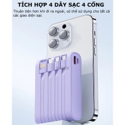 Thumbnail Sạc dự phòng 20000mah 10000mah sạc nhanh pin mini nhỏ gọn kèm dây sạc cho nhiều điện thoại Samsung iP Oppo – Gutek YM741 2