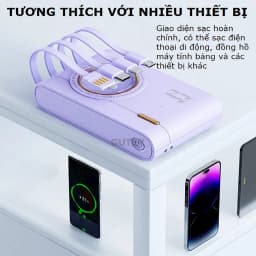 Thumbnail Sạc dự phòng 20000mah 10000mah sạc nhanh pin mini nhỏ gọn kèm dây sạc cho nhiều điện thoại Samsung iP Oppo – Gutek YM741 3
