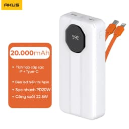 Thumbnail Sạc dự phòng 20000mAh AKUS A22lux Sạc nhanh 20W Type-C in/out 4