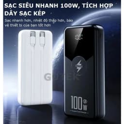 Thumbnail Sạc dự phòng 30000mAh 20000mAh Gutek GT229 sạc nhanh 100W pin dung lượng lớn tích hợp dây cáp cho điện thoại 2