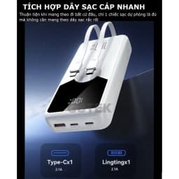 Thumbnail Sạc dự phòng 30000mAh 20000mAh Gutek GT229 sạc nhanh 100W pin dung lượng lớn tích hợp dây cáp cho điện thoại 3