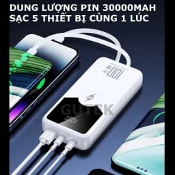 Thumbnail Sạc dự phòng 30000mAh 20000mAh Gutek GT229 sạc nhanh 100W pin dung lượng lớn tích hợp dây cáp cho điện thoại 4