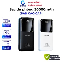 Thumbnail Sạc dự phòng 30000mah Pin dung lượng lớn sạc nhanh 120W/PD20W đi kèm dây sạc điện thoại – Gutek GT69 1