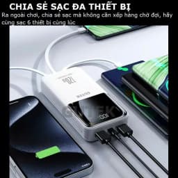 Thumbnail Sạc dự phòng 30000mah Pin dung lượng lớn sạc nhanh 120W/PD20W đi kèm dây sạc điện thoại – Gutek GT69 4