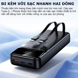 Thumbnail Sạc dự phòng 30000mah sạc nhanh 100w pin dung lượng lớn có sẵn dây cho nhiều điện thoại - Gutek DX66 3