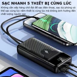 Thumbnail Sạc dự phòng 30000mah sạc nhanh 100w pin dung lượng lớn có sẵn dây cho nhiều điện thoại - Gutek DX66 4