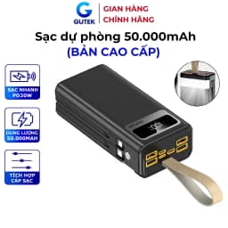 Thumbnail Sạc dự phòng 50000mAh sạc nhanh 100W pin dung lượng lớn có dây cắm nhiều điện thoại - Gutek GT205 1