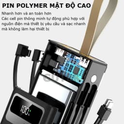 Thumbnail Sạc dự phòng 50000mAh sạc nhanh 100W pin dung lượng lớn có dây cắm nhiều điện thoại - Gutek GT205 4