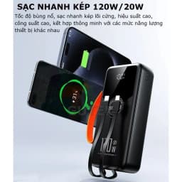 Thumbnail Sạc dự phòng 50000mAh sạc nhanh 120W pin dung lượng lớn có dây cắm nhiều điện thoại - Gutek GT230 4