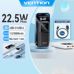 Thumbnail Sạc dự phòng VENTION 10000mah 20000mah cổng USB type C và micro USB đa năng cho Huawei APPLE 16 XiaoMi 30000mah 1