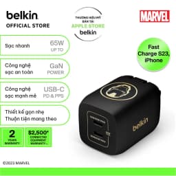 Thumbnail Sạc nhanh BOOST↑CHARGE PRO GaN Belkin 65W - 2 cổng USB-C PD 3.0 PPS phiên bản đặc biệt Ironman/Disney 1