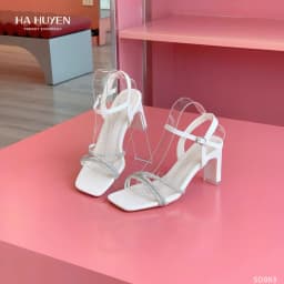 Thumbnail Sandal cao gót nữ HÀ HUYỀN da bóng quai đá chéo khóa cài 7cm - SD863 1