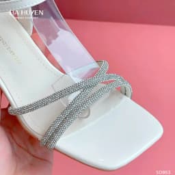 Thumbnail Sandal cao gót nữ HÀ HUYỀN da bóng quai đá chéo khóa cài 7cm - SD863 2
