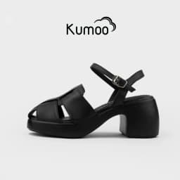 Thumbnail Sandal Cao Gót Nữ Kumoo Màu Đen Da Thật Hack Dáng Đế LugSole 7cm Thời Thượng SDCG-KUMO-010 1