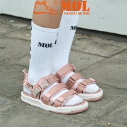 Thumbnail Sandal nữ MOL 3 quai ngang MS1801Be màu hồng phấn 4