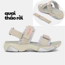 Thumbnail Sandal Shondo nữ Girly quai thun màu xám be GIM2520 1