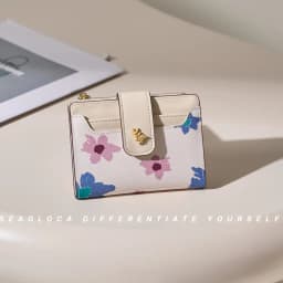 Thumbnail Seagloca Thời Trang Mới Niche Đơn Giản Cổ Điển In Hoa Tươi Dây Kéo Gấp Đôi Ví Ngắn Cho Nữ 3