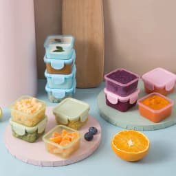 Thumbnail Set 4 Hộp trữ đông,khay trữ đông bằng nhựa Có nắp khoá 4 chiều,Bảo quản đồ ăn dặm cho bé chống rò rỉ 1