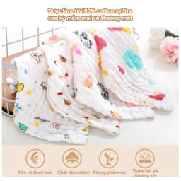 Thumbnail Set 5 Khăn Sữa Khăn Mặt IQKAO Manny Muslin 6 Lớp, Vải Xô Mềm Mại, Thấm Hút Tốt - An Toàn Cho Bé - Đa Năng Sử Dụng S5M2 1