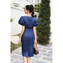 Thumbnail Sét Áo Chân Váy Denim Nữ MY WAY Tay Bồng Sang Trọng 3MAB1545 -3MCOB228- không kèm hoa 3