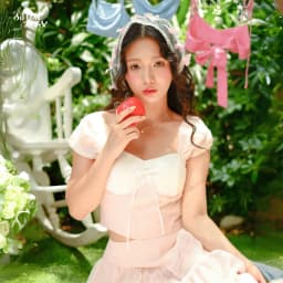 Thumbnail Set áo croptop phối váy xoè dài vải lưới màu hồng mơ dâu DEMETER nữ tính, thanh lịch - Simple Twist 2