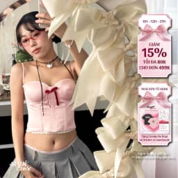 Thumbnail Set áo hồng Corset ANTOINETTE phối chân váy xếp ly xám độc đáo, hiện đại - Simple Twist 1