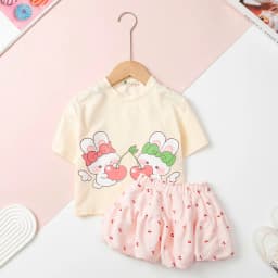 Thumbnail Set áo phông chân váy thương hiệu LITIBABY hình babythree, thỏ, size cho bé từ 2 đến 12 tuổi 1
